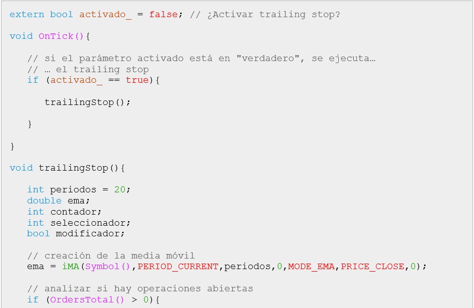 Código de Ejemplo para Programar un Trailing Stop en MetaTrader 4 Código de Ejemplo para Programar un Trailing Stop en MetaTrader 4