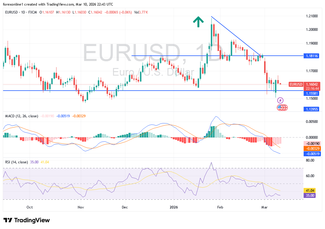 Grafico EUR/USD Oggi 11/03: Analisi del Trend Ribassista
