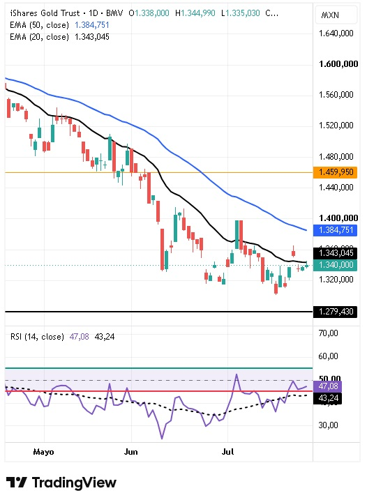 Tabla de precios iShares Gold Trust Fund 28/07/2026
