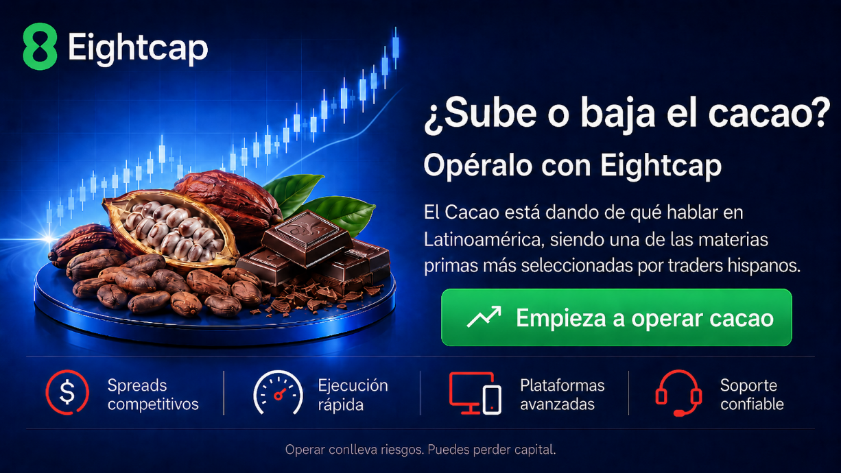 Opera hoy en el mercado de cacao con Eightcap 27/08/2026